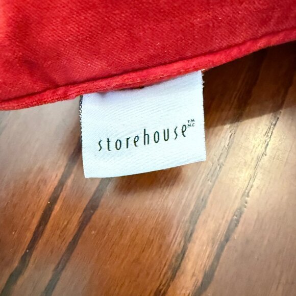 Storehouse Red Velvet Pillow Down Feather Fill Lumbar Silver Embroidered Holiday - Picture 6 of 9
